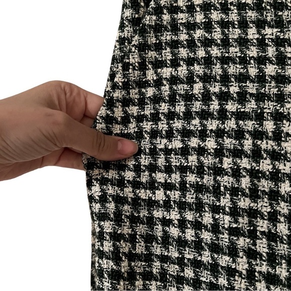 NWT ZARA High Waist Mini Flare Plaid Green Trousers Sz M - Picture 4 of 6